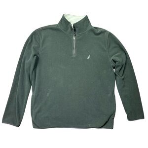 Nautica Pullover Sweater Black Fleece High Collar 1/4 Zip Casual Mens Medium